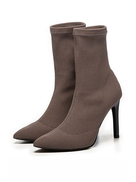 [Clearance]Ribbed Socks Ankle Boots  (Gray)