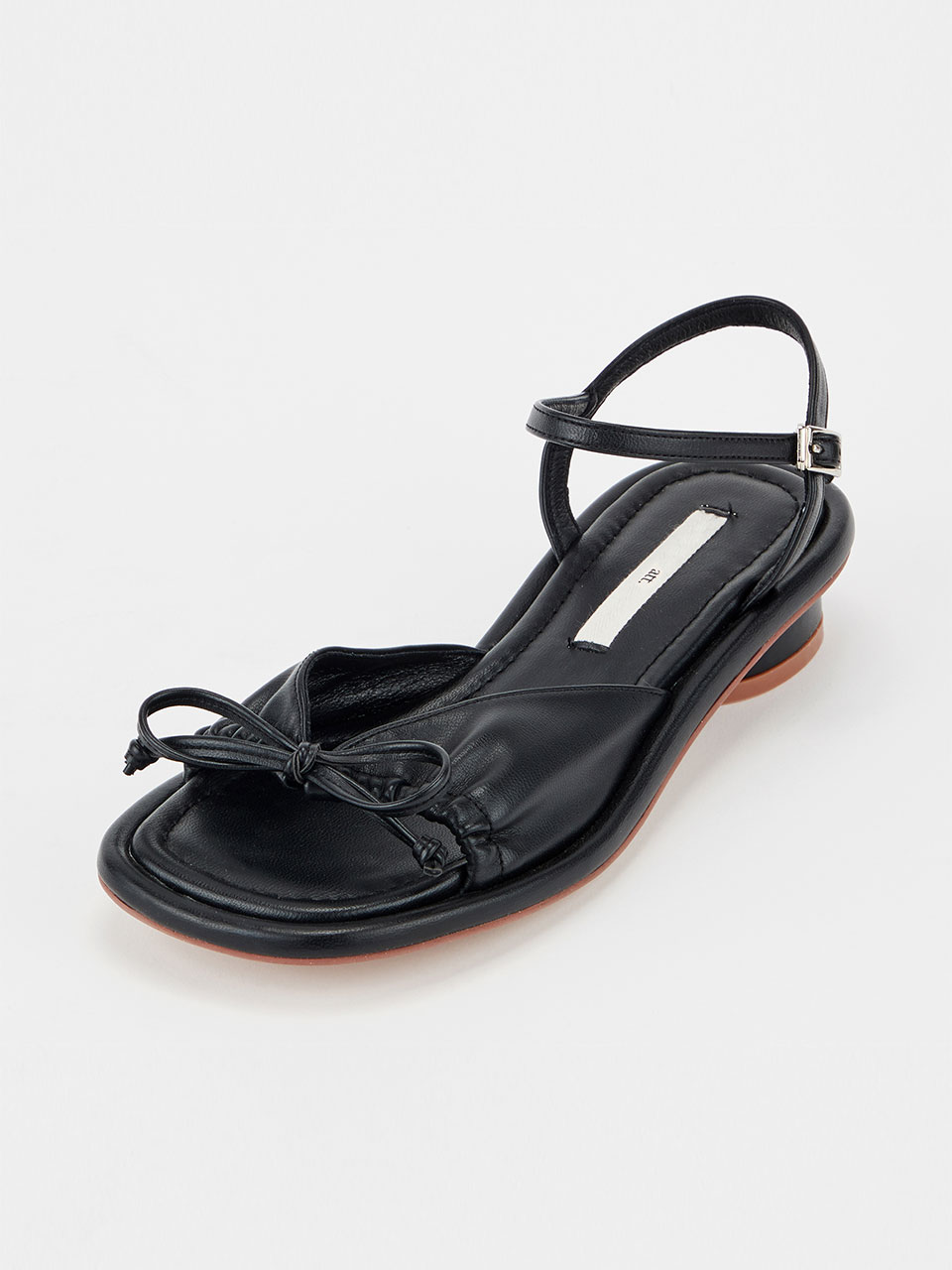 Ribbon shirring sandals (Black)
