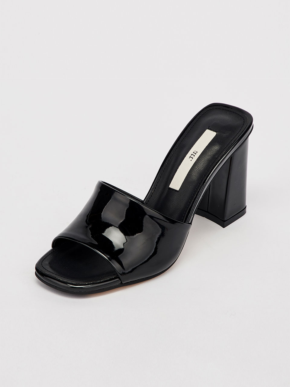 Enamel Sandal Heel (Black)