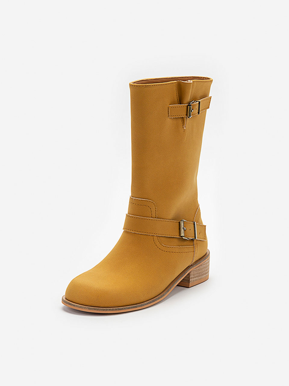 Buckle Middle Boots (Mustard)