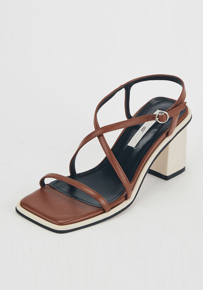 [바로배송]Square Sandal Heel (Brown)