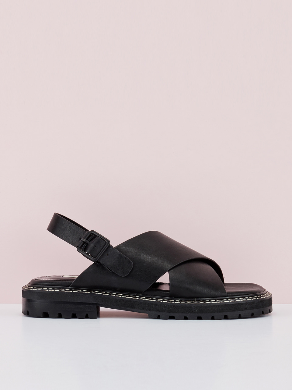 Wide Strap Sandal (Black)