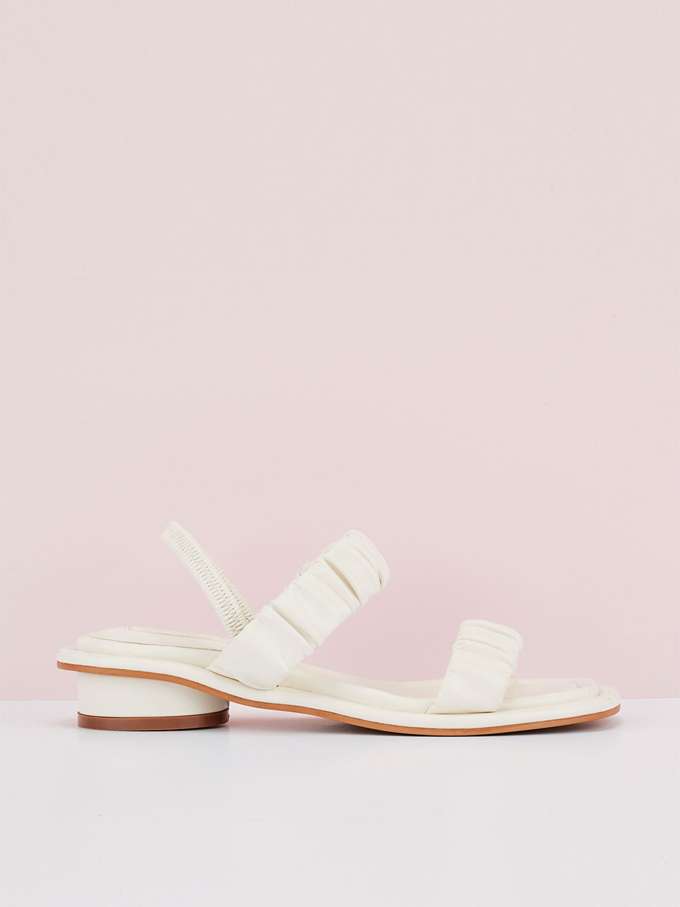 Shirring Strap Sandal (White)
