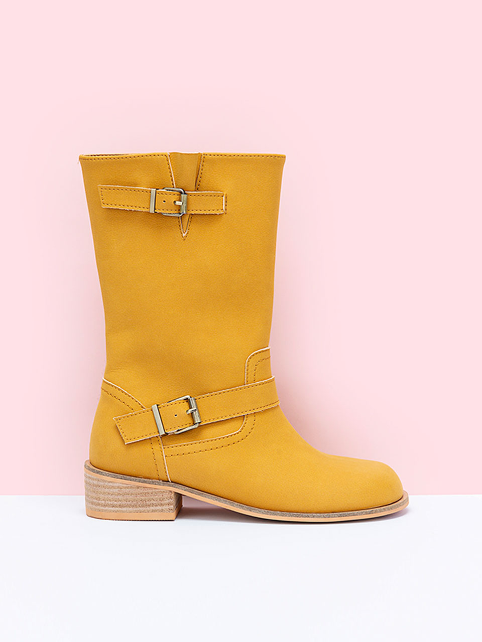 Buckle Middle Boots (Mustard)
