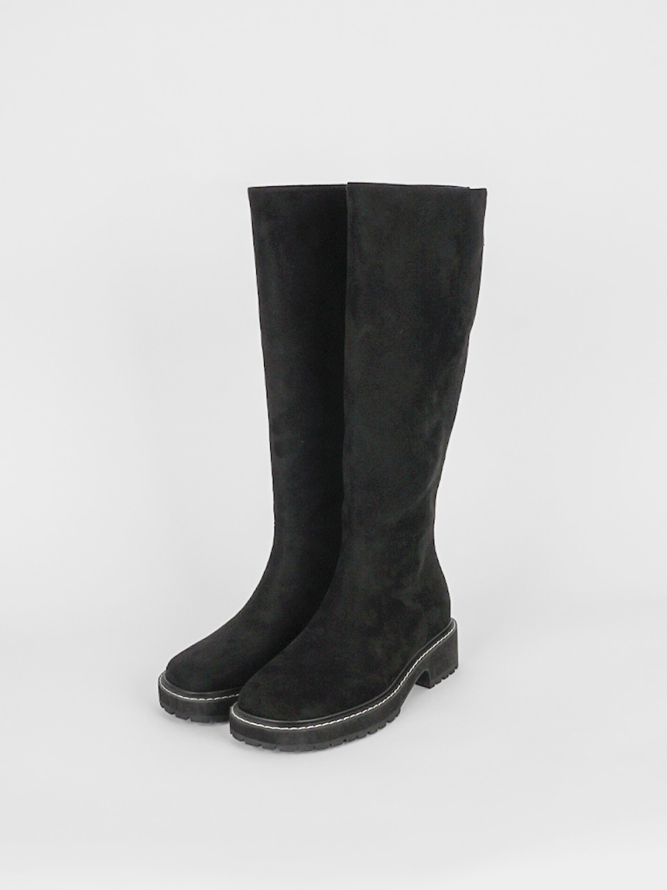 Stitch Long Boots (Suede Black)