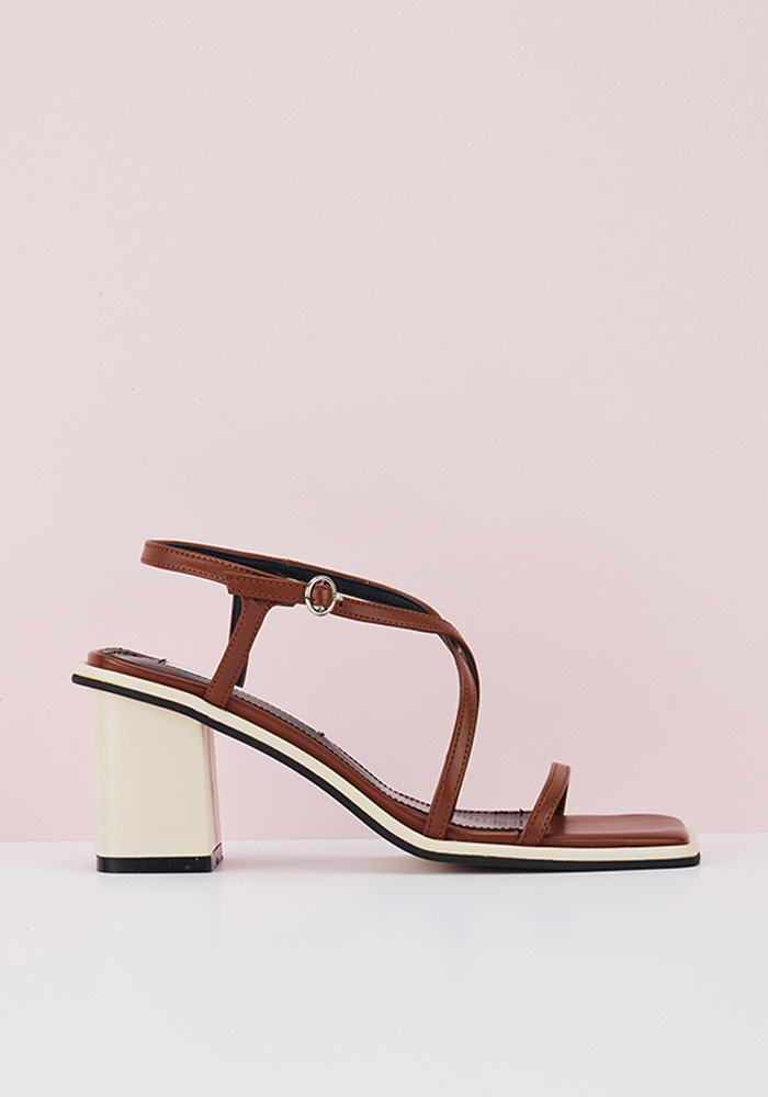 [바로배송]Square Sandal Heel (Brown)