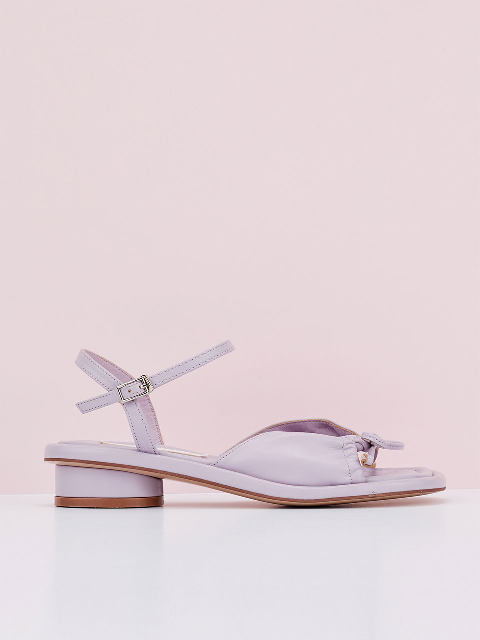 Ribbon shirring sandals (Violet)
